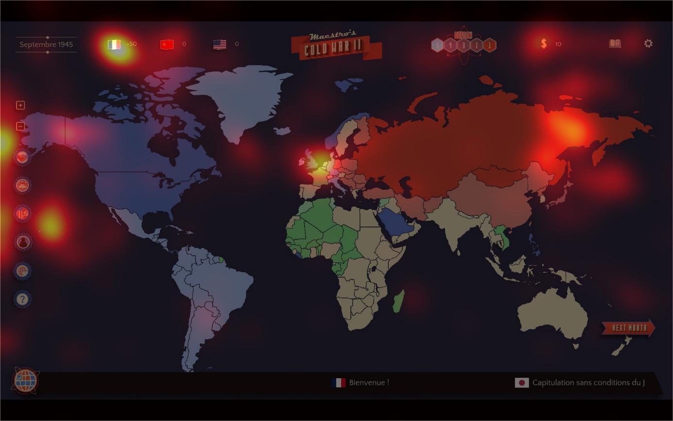 Heatmap du regard sur la carte du monde de Cold War 2